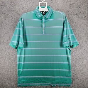 FJ FOOTJOY Men's L Golf Polo Green w Stripe FJ Logo‎ on back Sz Large